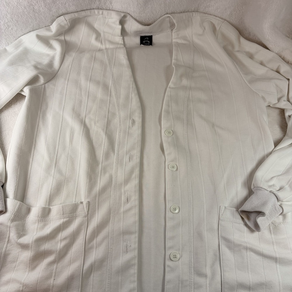 Vintage 00s Barco Uniforms White Ribbed‎ Knit Scrub Jacket Sm See Pics For Wear